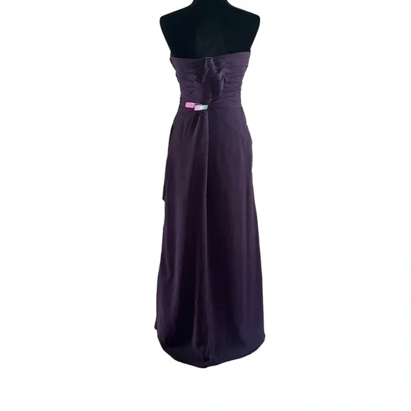 Bill Levkoff Violet/Purple/Eggplant Sweetheart Strapless Chiffon Long Gown Dress - Picture 5 of 15